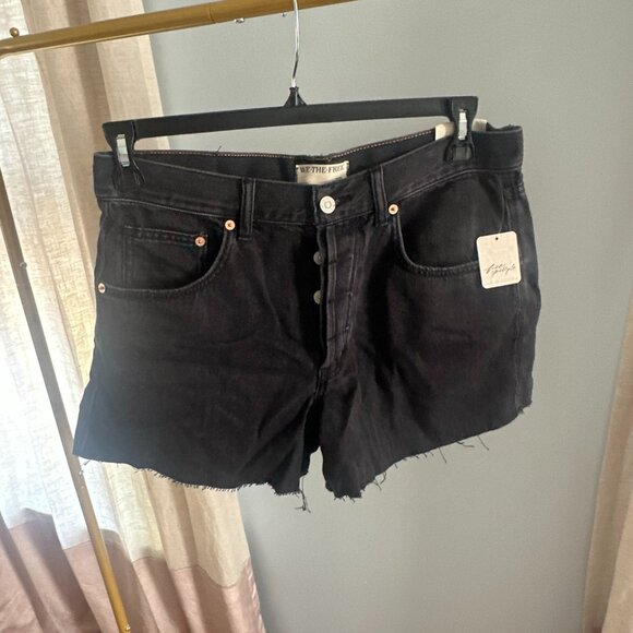NWT We The Free Black Room Rocker High Rise Cut Off Denim Shorts Size 30 - Picture 2 of 6